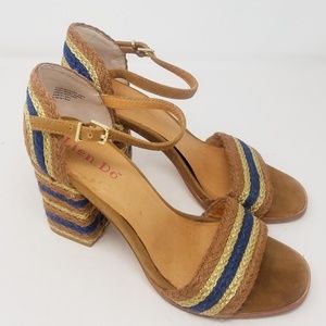 Anthropologie Lien Do Striped Heel Sandals Sz 9